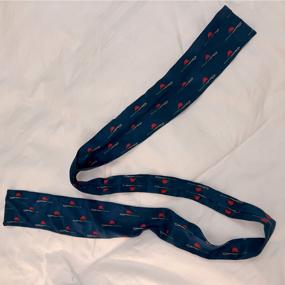 Pappagallo Navy Blue Twilly Scarf with Equestrian Pattern